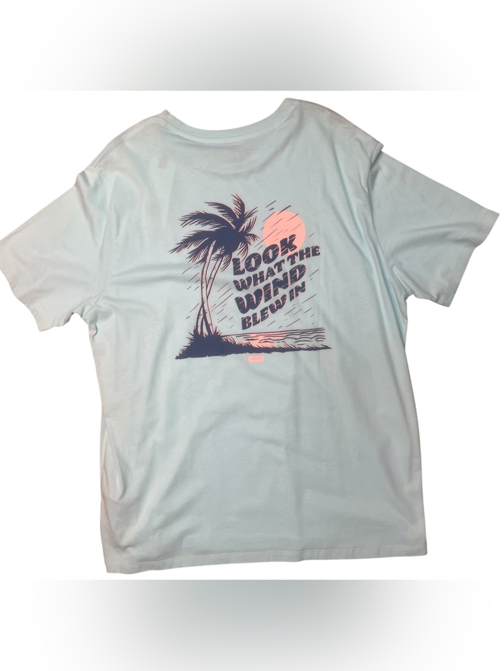 Sz 2xl Levi's Light Blue Crewneck T-Shirt with Palm Tree Logo